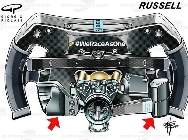 Formel-1-Lenkrad von George Russell bei Mercedes bei den Testfahrten 2021 in Abu Dhabi Formel-1-Lenkrad von George Russell bei Mercedes bei den Testfahrten 2021 in Abu Dhabi