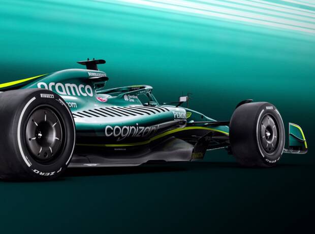 Seitenansicht des Aston Martin AMR22 mit dem Unterboden Seitenansicht des Aston Martin AMR22 mit dem Unterboden