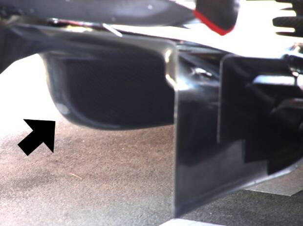 Die Delle am Diffusor des Ferrari F1-75 beim Grand Prix von Australien Die Delle am Diffusor des Ferrari F1-75 beim Grand Prix von Australien