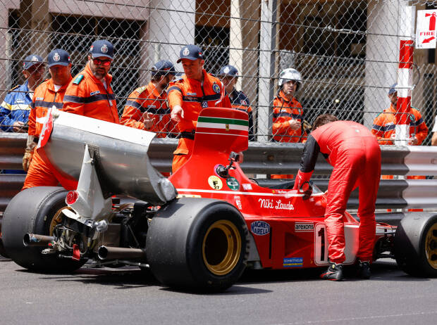 Crash: Charles Leclerc mit dem Ferrari 313B von Niki Lauda aus der F1-Saison 1094 Crash: Charles Leclerc mit dem Ferrari 313B von Niki Lauda aus der F1-Saison 1094