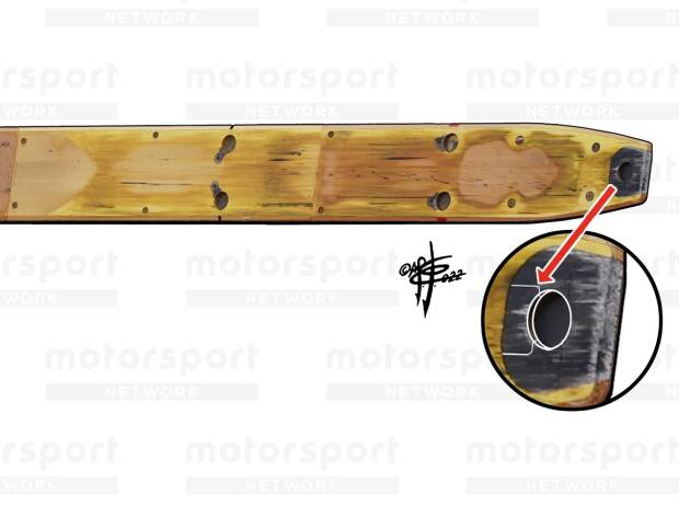 The wooden floor panel of a Formula 1 car in the 2022 season