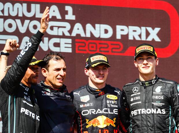 Lewis Hamilton, Max Verstappen, George Russell