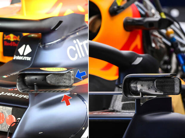 The rearview mirror on the Red Bull RB18