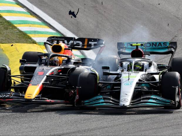 Der Unfall zwischen Max Verstappen und Lewis Hamilton beim Brasilien-GP 2022 Der Unfall zwischen Max Verstappen und Lewis Hamilton beim Brasilien-GP 2022