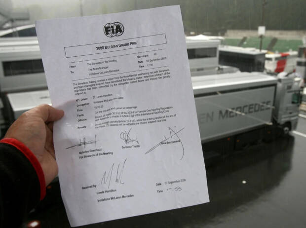 Strafe gegen Lewis Hamilton beim Formel-1-Rennen in Belgien 2008