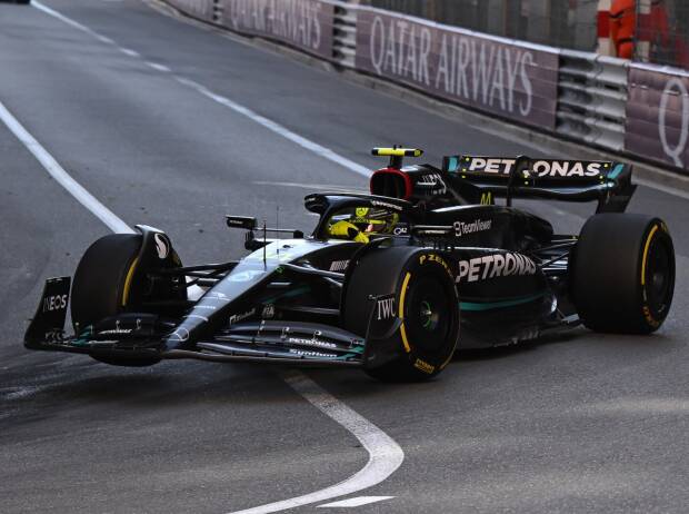 Lewis Hamilton im Mercedes W14 beim Freitagstraining der Formel 1 in Monaco 2023 Lewis Hamilton im Mercedes W14 beim Freitagstraining der Formel 1 in Monaco 2023