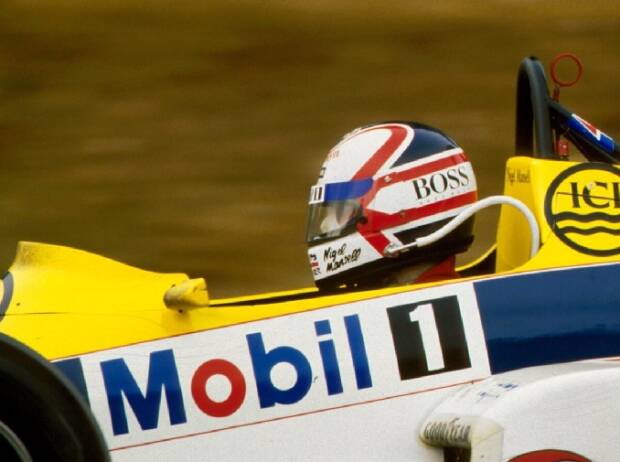 Nigel Mansell 1985 beim Europa-Grand-Prix in Brands Hatch