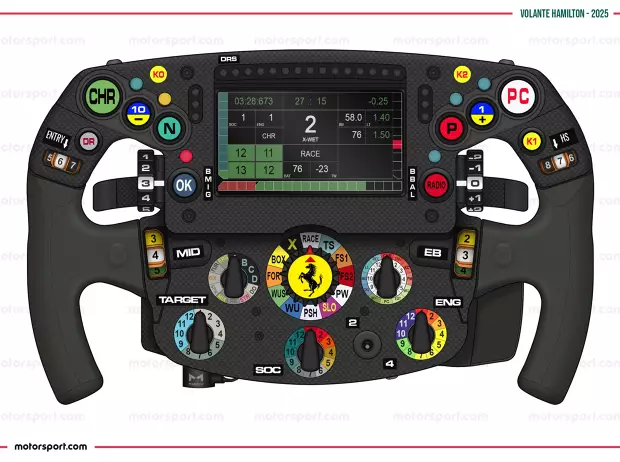 Foto zur News: Lewis Hamilton stellt weiter um: Neue Software am Ferrari-Lenkrad