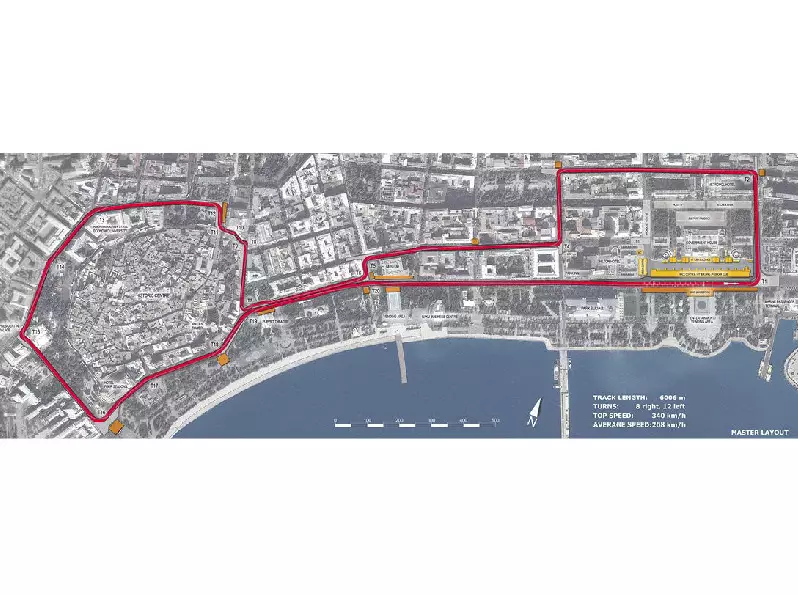Der neue Stadtkurs in Baku Foto zur News: Formel-1-Strecke in Baku: Vollgas an der Promenade