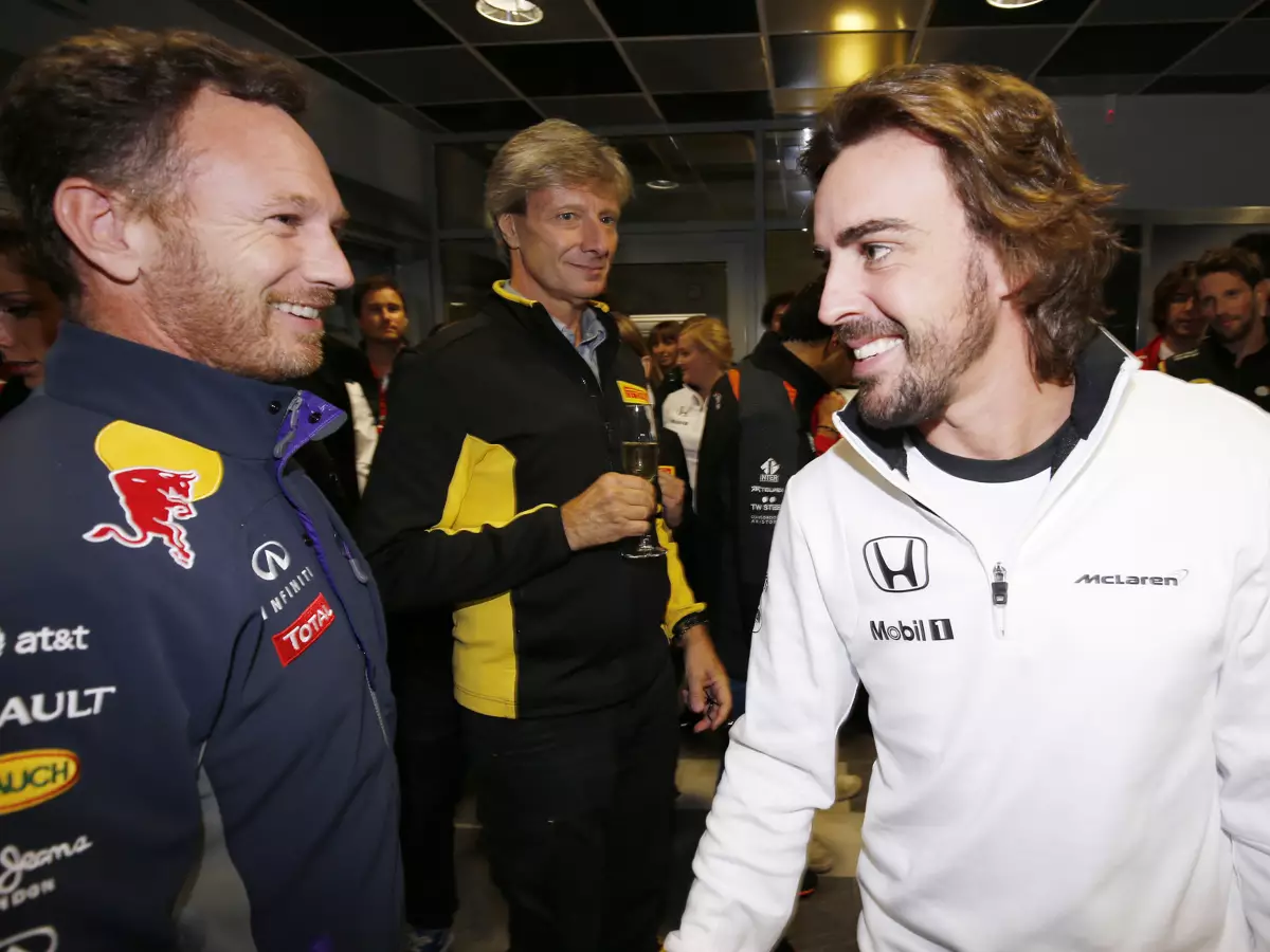 Christian Horner, Fernando Alonso Foto zur News: Alonso bleibt dabei: Red Bull sagt nicht die Wahrheit!
