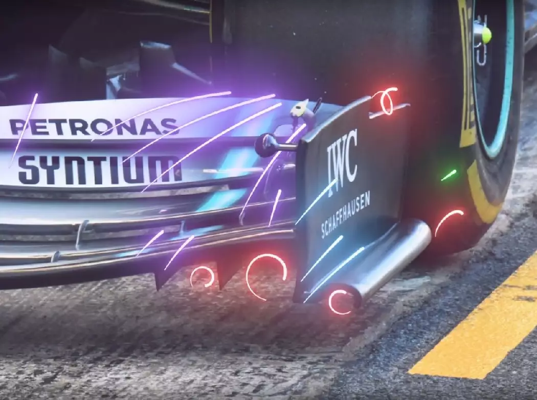 Frontflügel mit Luftstrom-Animation Foto zur News: Animation: So funktionieren die Formel-1-Frontflügel 2019
