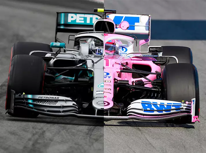 Vergleich Mercedes W10 vs. Racing Point RP20 Foto zur News: Racing Point eine legale Kopie? "Schwer zu glauben", sagt Brundle ...