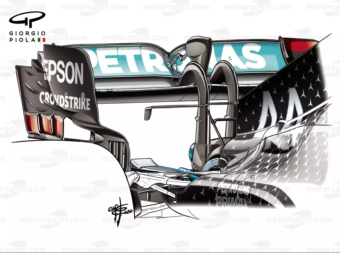 Mercedes W11, Heckflügel Foto zur News: Formel-1-Technik: Mercedes' Heckflügel-Entwicklung