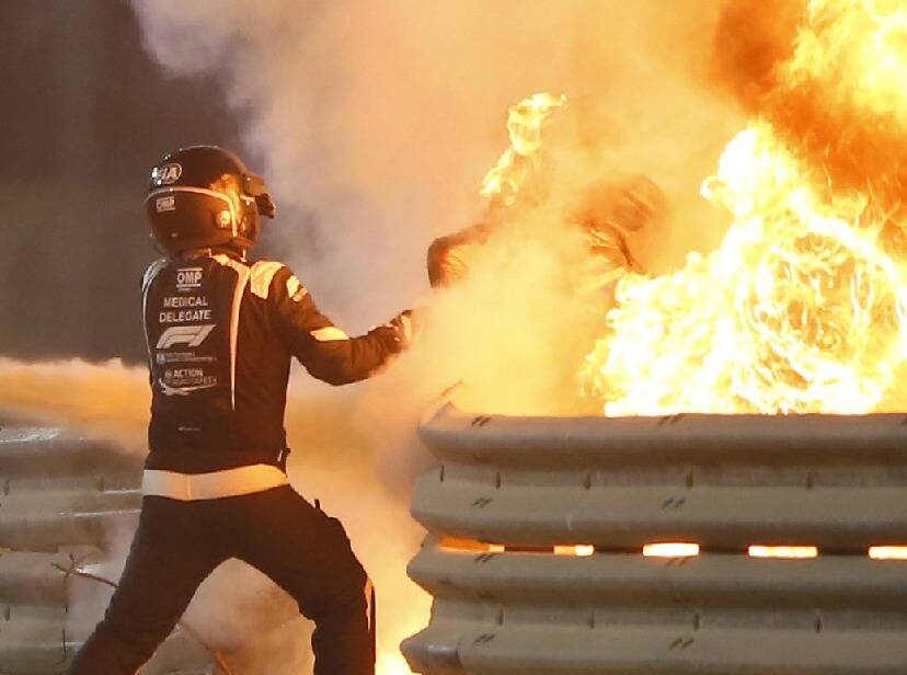 Foto zur News: "Wie ein Ofen": So berichtet die Medical-Car-Crew von Grosjeans Feuerunfall