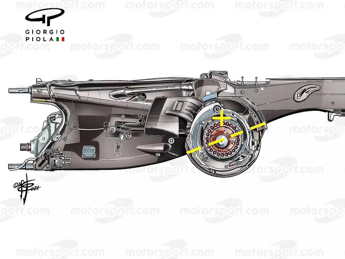 Ferrari-Getriebe 2021 am SF21 in der Formel 1 Foto zur News: Formel-1-Technik: Was das Ferrari-Getriebe mit der Nase zu tun hat