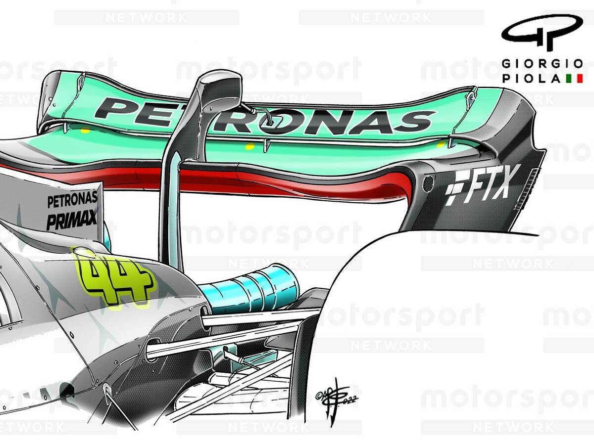 Foto zur News: Formel-1-Technik: Wie Mercedes mit dem W13 experimentiert