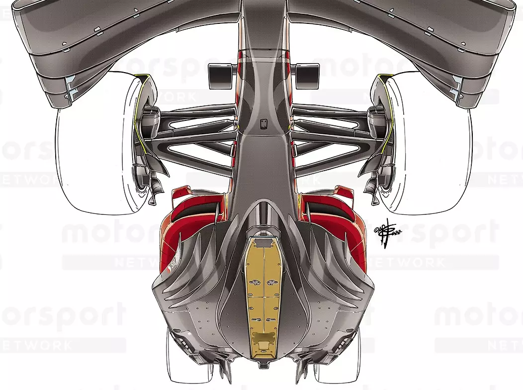 Blick von unten auf ein Formel-1-Auto der Generation 2022 mit Unterboden, Venturi-Kanälen und Bodenplatte Foto zur News: Formel-1-Technik: Was wirklich flexibel ist an den Unterböden 2022