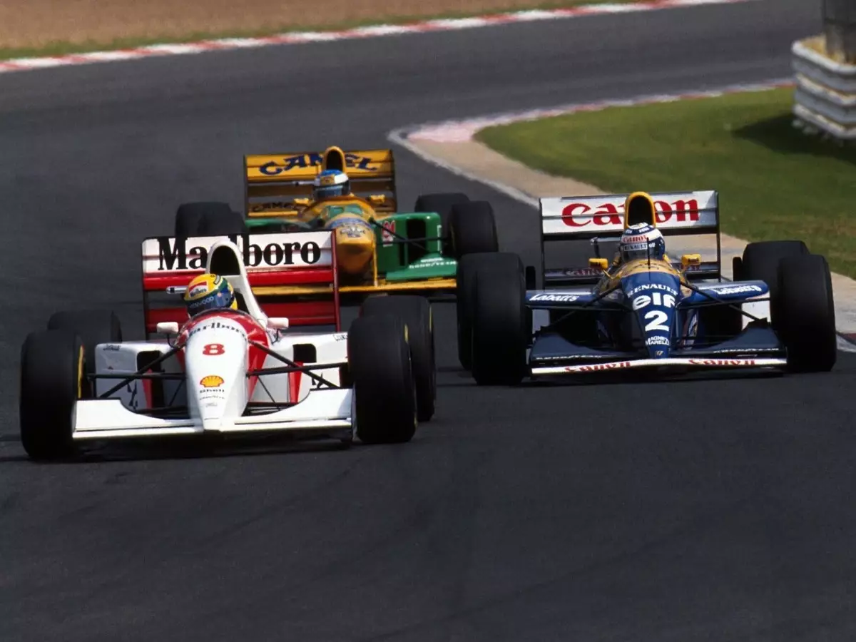 Formel 1 1993: Ayrton Senna im McLaren, Michael Schumacher im Benetton, Alain Prost im Williams Foto zur News: In Bildern: Die Formel 1 vor zehn, 20, 30, 40 und 50 Jahren