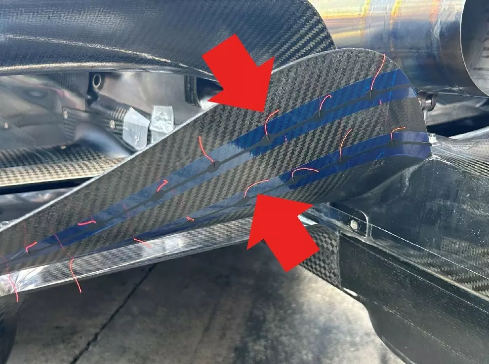 Aerodynamik-Fäden am Beam-Wing des Alpine A523 beim Formel-1-Rennen in Monza 2023 Foto zur News: Formel-1-Technik: Was Alpine mit Fäden an den Flügeln gemacht hat