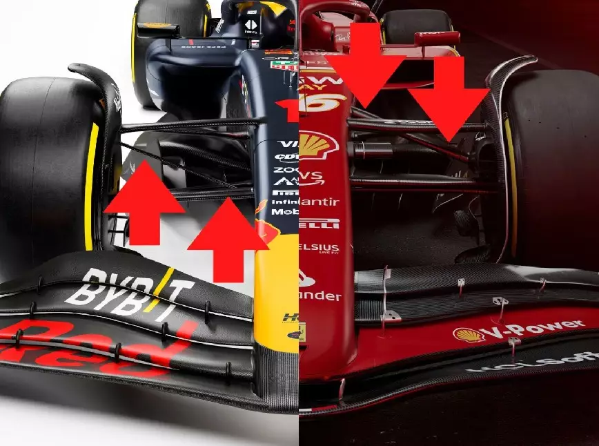 Pullrod-Aufhängung bei Red Bull, Pushrod-Aufhängung bei Ferrari in der Formel 1 2024 Foto zur News: Formel-1-Technik: Die Aufhängungs-Konzepte der Formel 1 erklärt