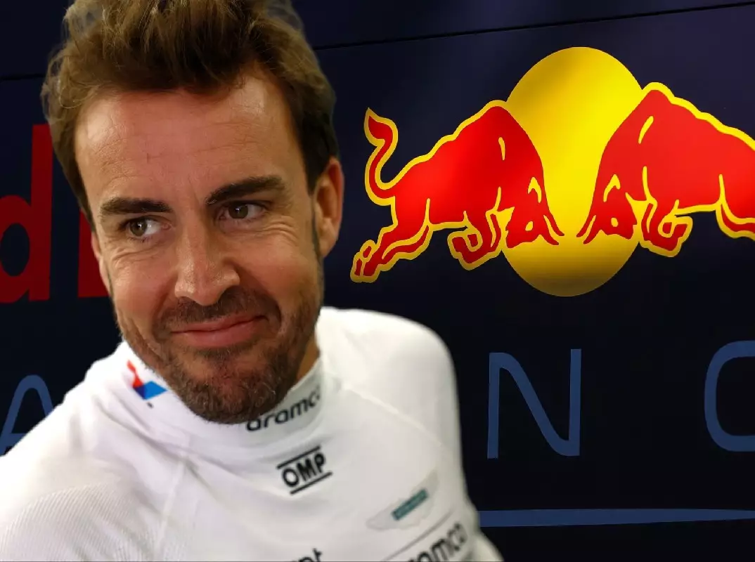 Formel-1-Fahrer Fernando Alonso vor einem Red-Bull-Logo (Fotomontage) Foto zur News: Schumacher: Verstappen vor Abschied von Red Bull - dafür kommt Alonso!