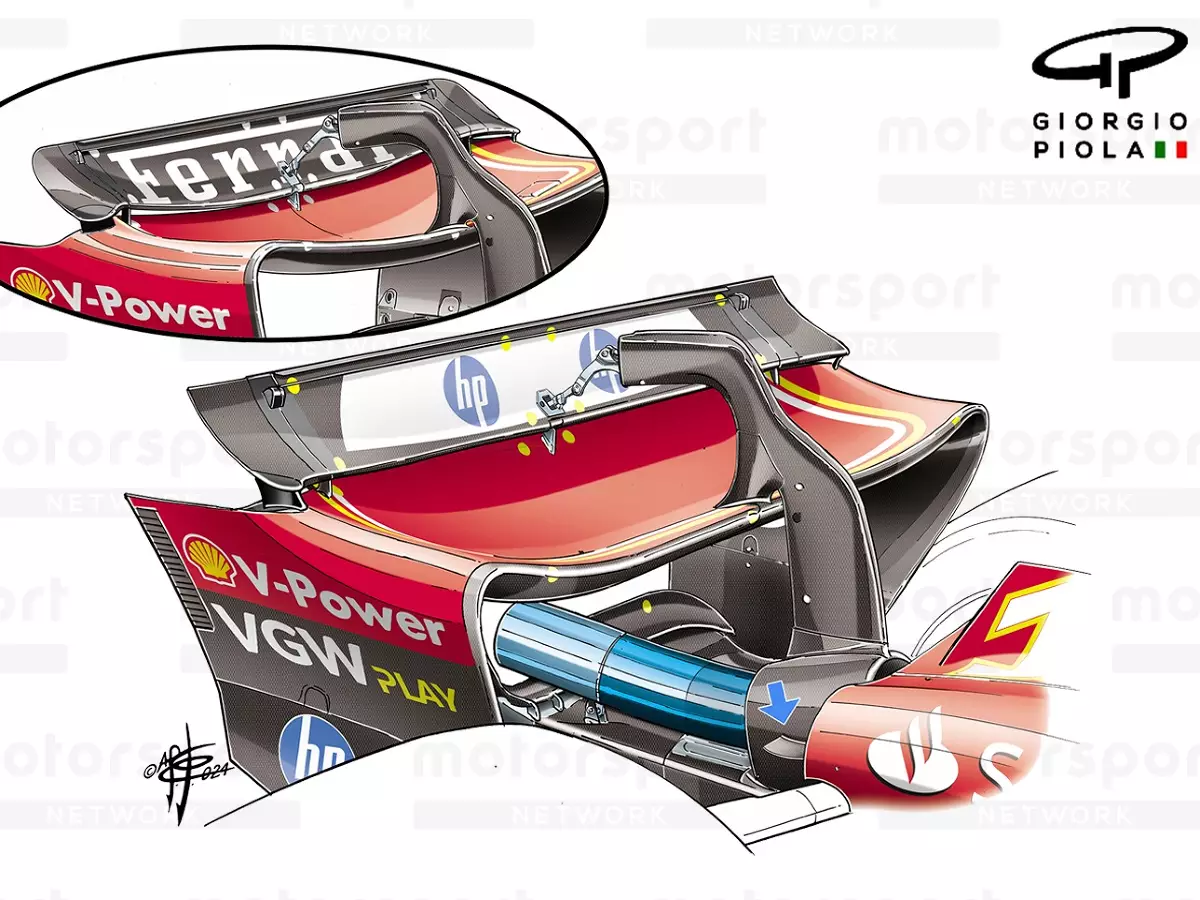 Heckflügel-Version am Ferrari SF-24 beim Formel-1-Rennen in Monaco 2024 Foto zur News: Formel-1-Technik: Die Monaco-Specials der Topteams