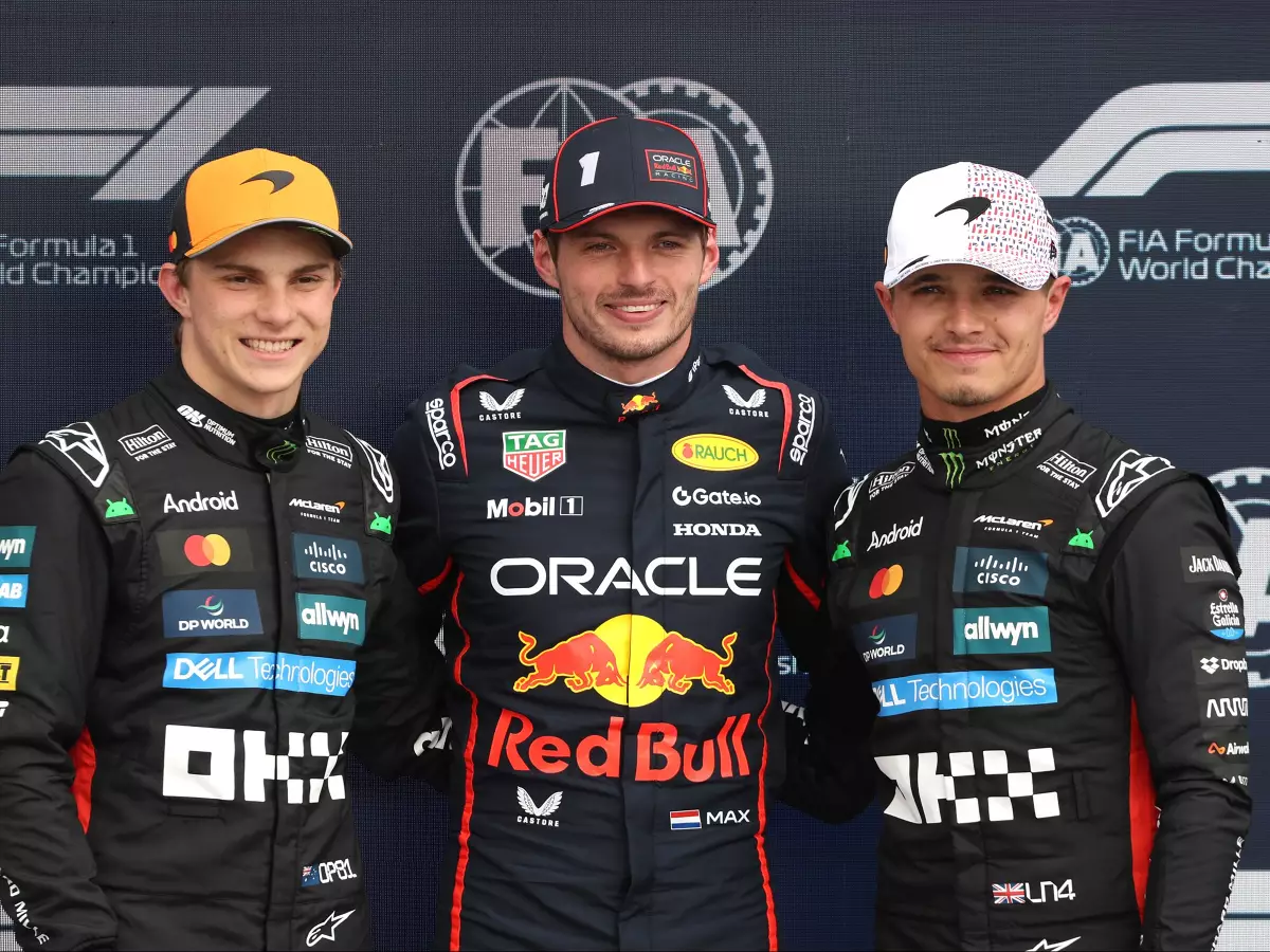 Max Verstappen, Oscar Piastri, Lando Norris Foto zur News: Alle überrascht, nur Helmut Marko nicht: Verstappen in Silverstone auf Pole!