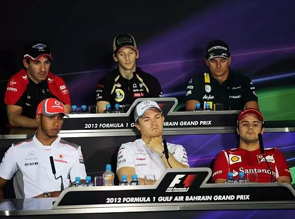 Timo Glock, Romain Grosjean, Heikki Kovalainen, Lewis Hamilton, Nico Rosberg, Felipe Massa Foto zur News: FIA-PK: Wer hat in Bahrain die Nase vorn?
