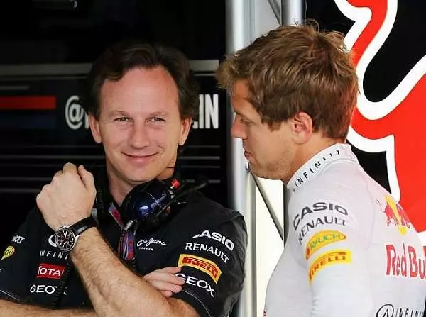 Sebastian Vettel, Christian Horner (Red-Bull-Teamchef) Foto zur News: Horner überzeugt: Vettel noch nicht auf dem Höhepunkt