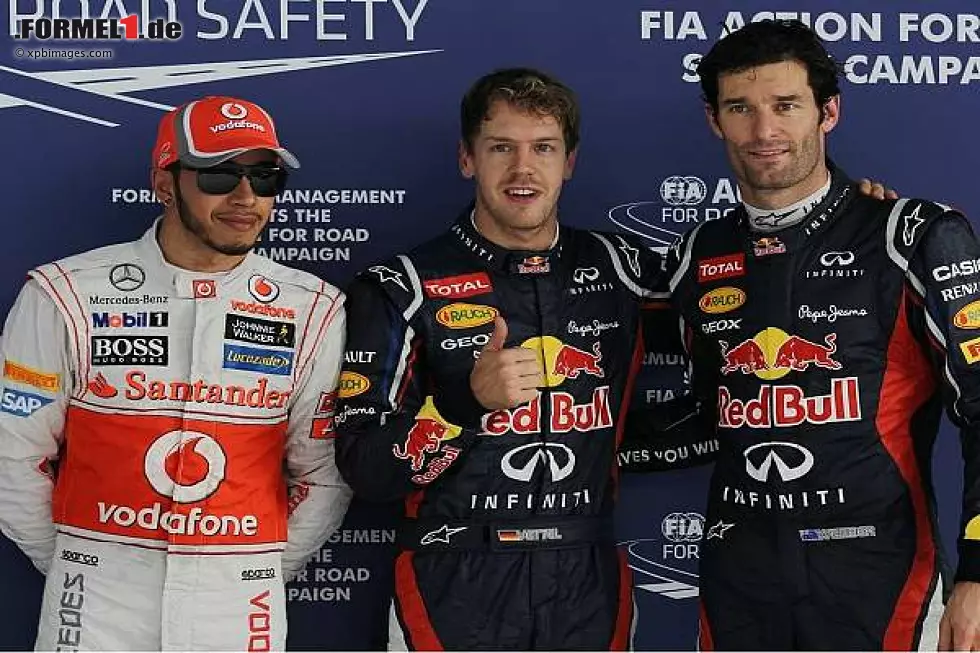 Foto zur News: Lewis Hamilton, Sebastian Vettel und Mark Webber