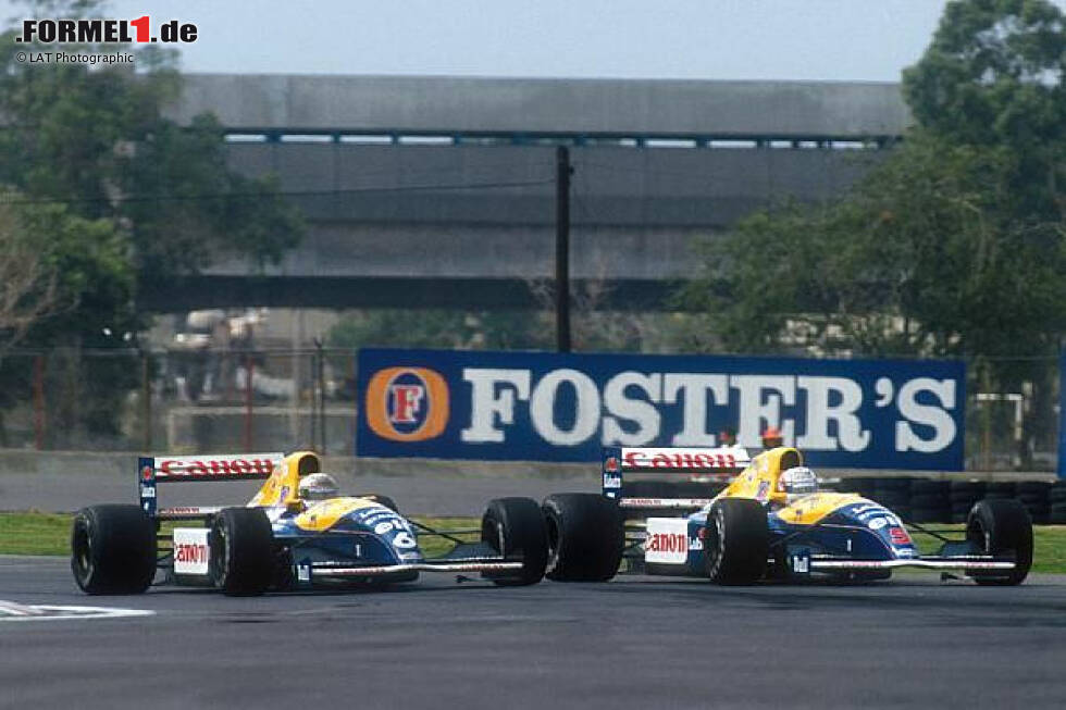 Foto zur News: 1991 Mexiko Grand Prix, Nigel Mansell, Riccardo Patrese, Williams FW14 Renault&#039;