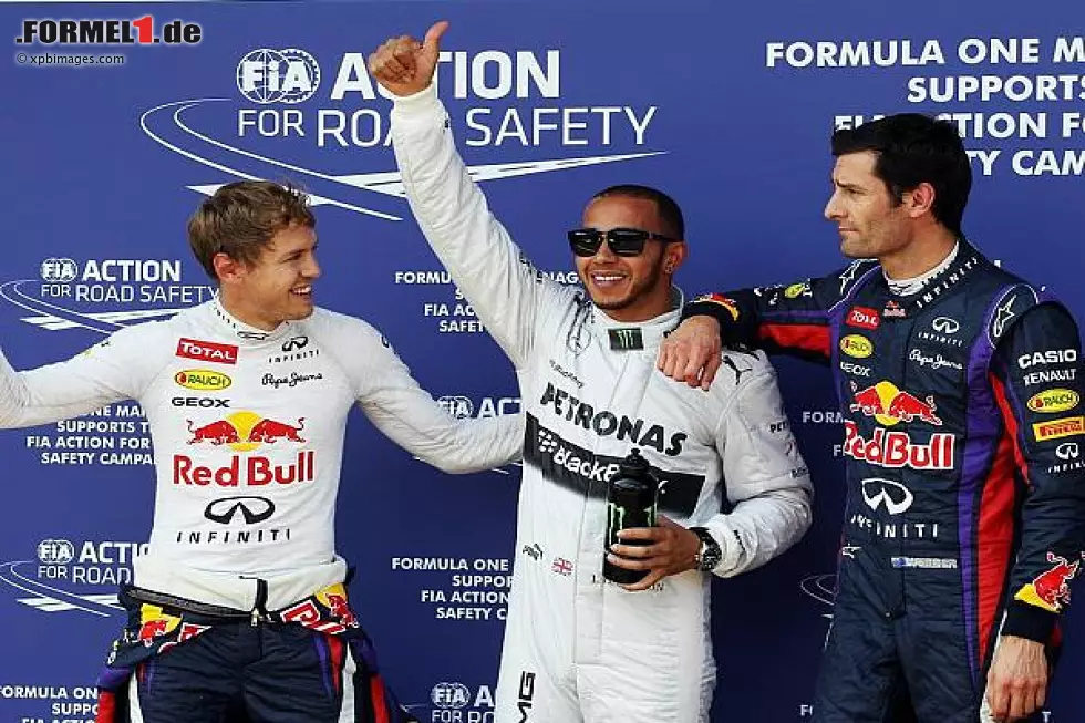 Foto zur News: Sebastian Vettel, Lewis Hamilton, Mark Webber