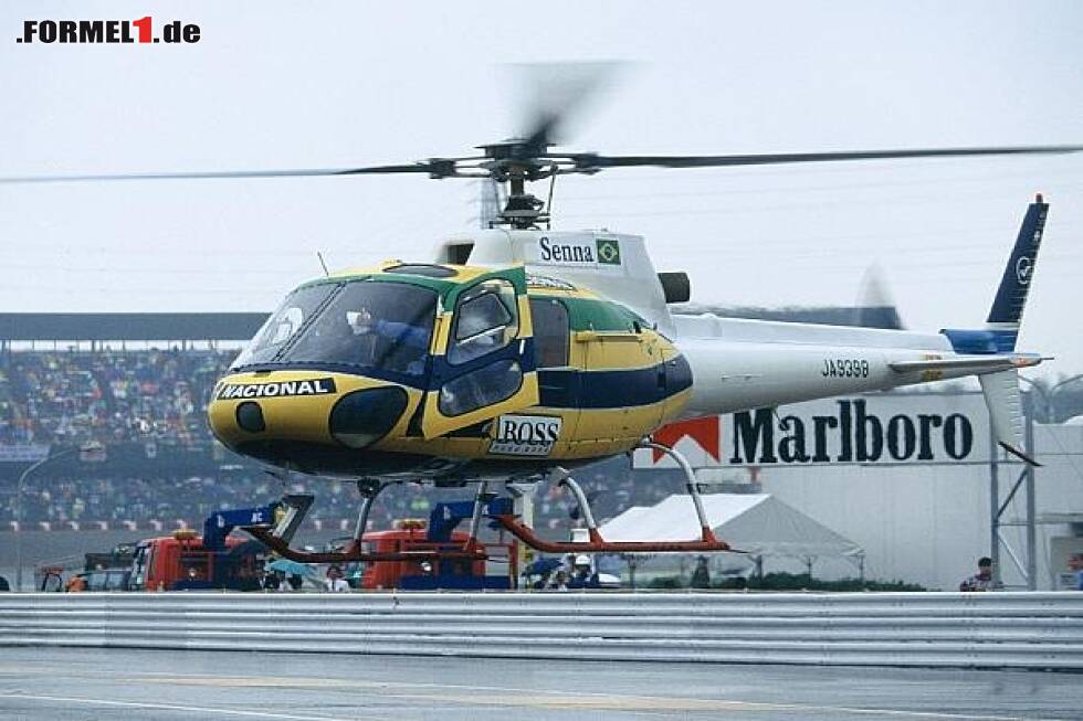 Foto zur News: Ayrton Senna, Hubschrauber