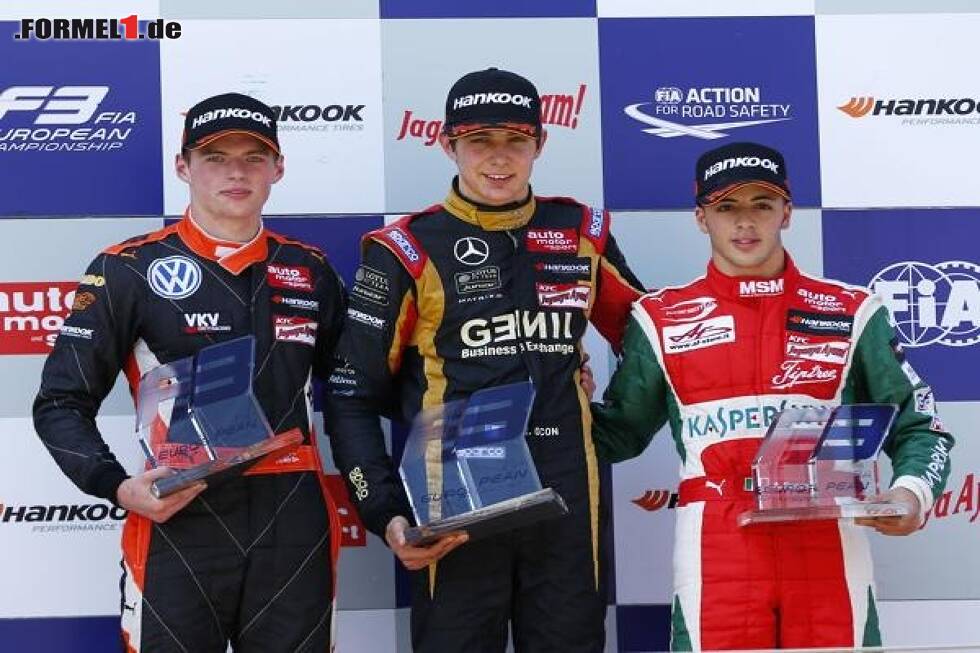 Foto zur News: Jordan King, Esteban Ocon, Max Verstappen