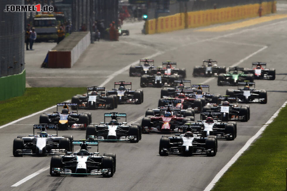 Foto zur News: Nico Rosberg, Felipe Massa, Kevin Magnussen, Lewis Hamilton, Jenson Button