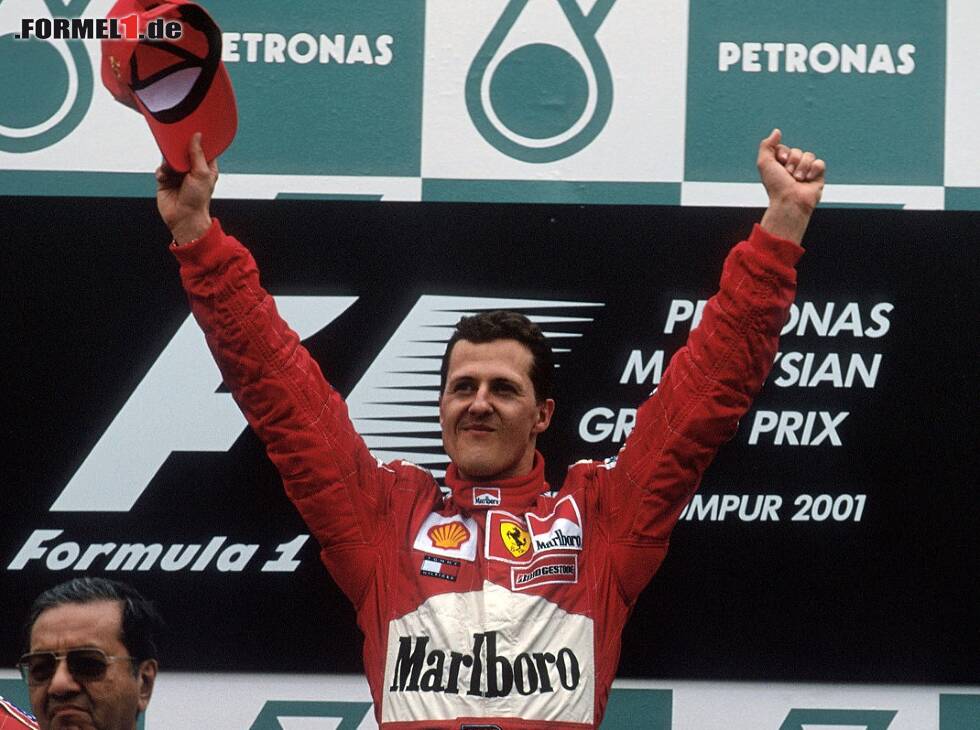 Foto zur News: Michael Schumacher, Rubens Barrichello, David Coulthard
