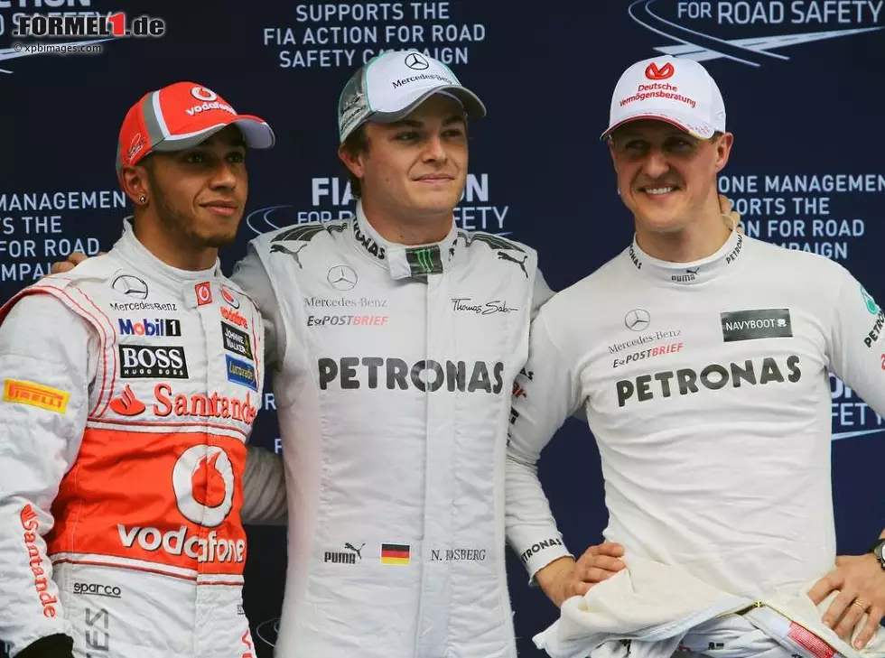 Lewis Hamilton, Nico Rosberg, Michael Schumacher Foto zur News: Lewis Hamilton, Nico Rosberg, Michael Schumacher