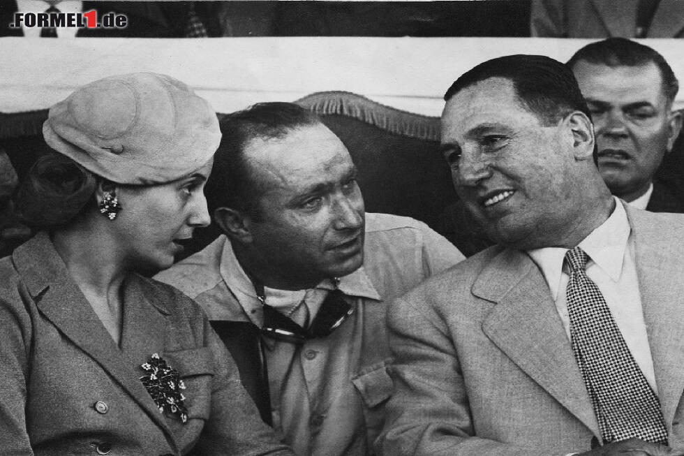 Foto zur News: Juan Manuel Fangio mit Juan und Evita Peron