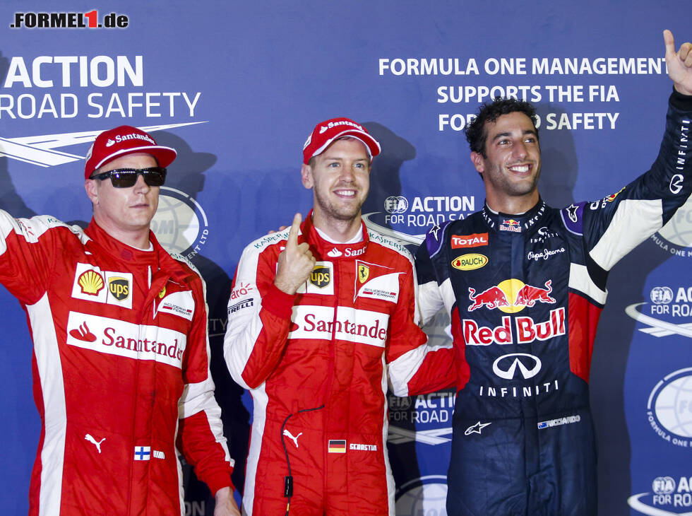 Foto zur News: Kimi Räikkönen, Sebastian Vettel, Daniel Ricciardo