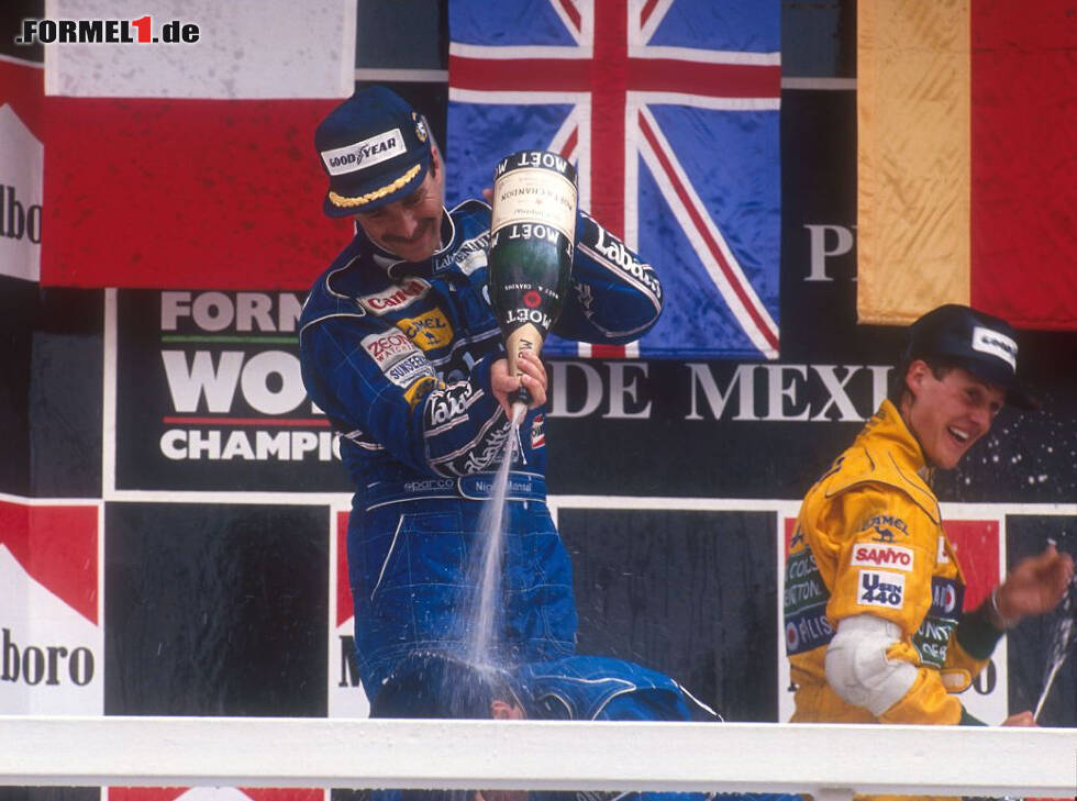 Foto zur News: Nigel Mansell, Riccardo Patrese, Michael Schumacher