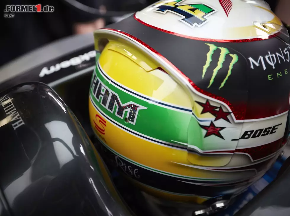 Foto zur News: Lewis Hamiltons &quot;Senna&quot;-Helm für den Brasilien-Grand-Prix 2015