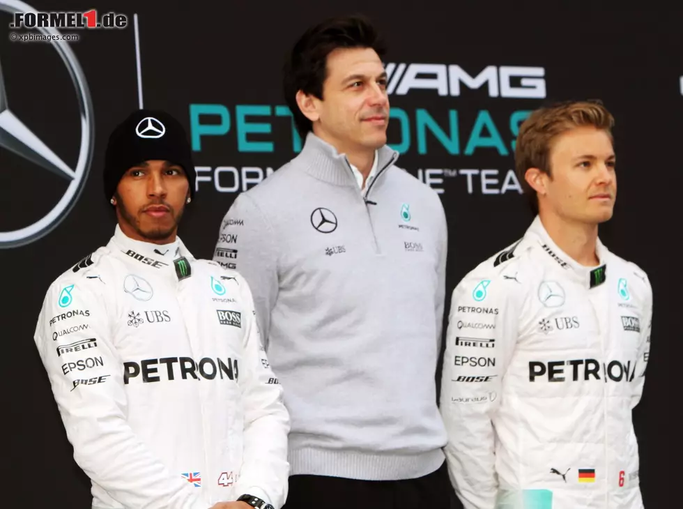 Foto zur News: Lewis Hamilton, Toto Wolff, Nico Rosberg