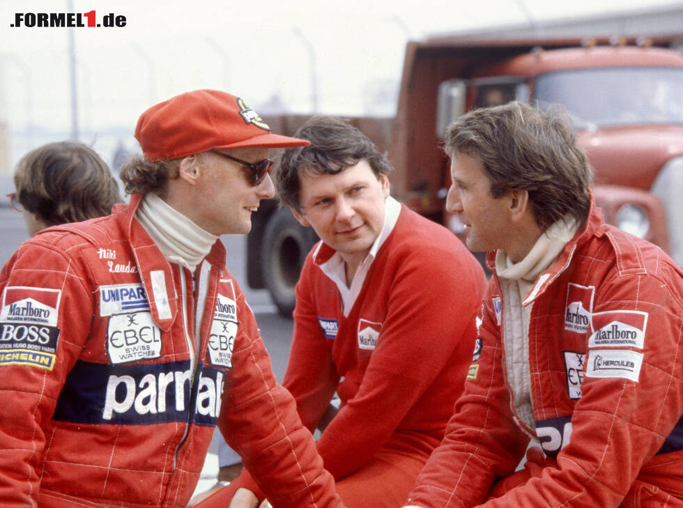 Foto zur News: Niki Lauda, John Barnard und John Watson in Detroit 1982