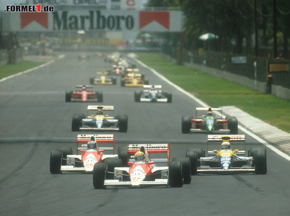 Foto zur News: Gerhard Berger, Riccardo Patrese, Nelson Piquet Jun.
