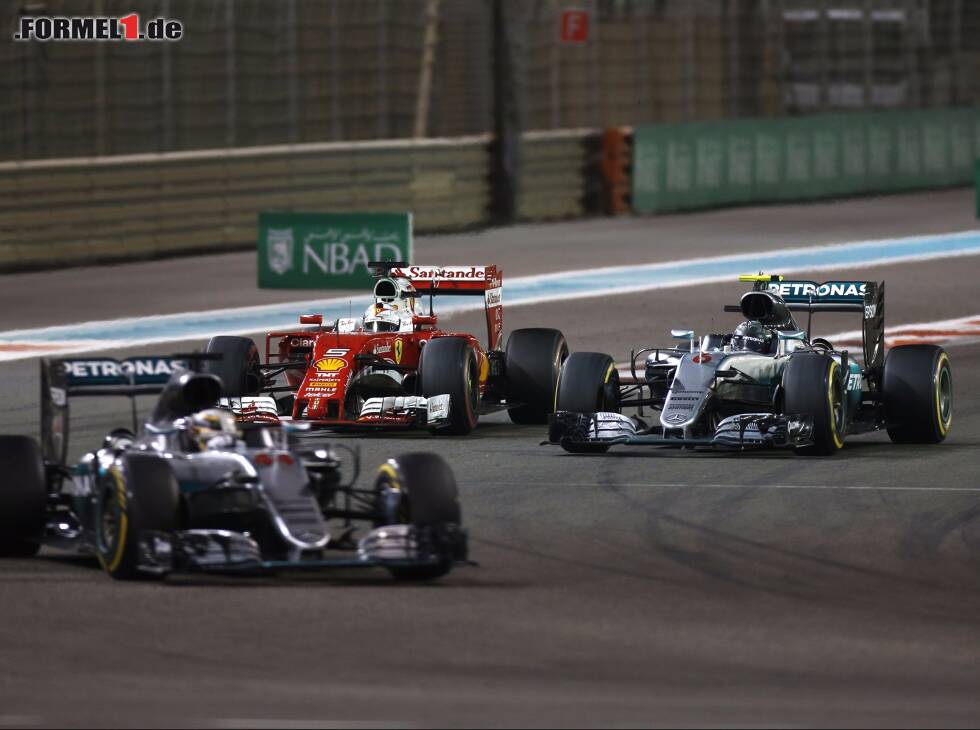 Foto zur News: Sebastian Vettel, Nico Rosberg, Lewis Hamilton