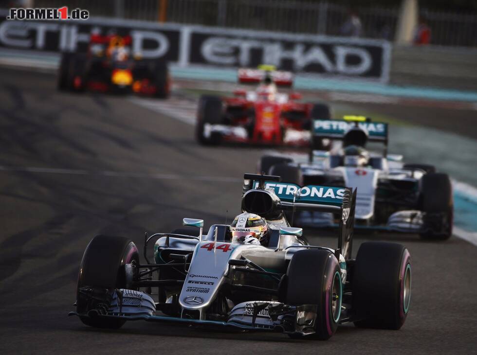 Foto zur News: Lewis Hamilton, Nico Rosberg, Kimi Räikkönen, Daniel Ricciardo