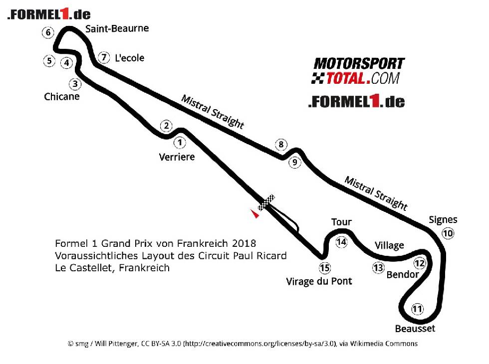 Foto zur News: Formel 1 Grand Prix von Frankreich 2018 Voraussichtliches Layout des Circuit Paul Ricard Le Castellet, Frankreich