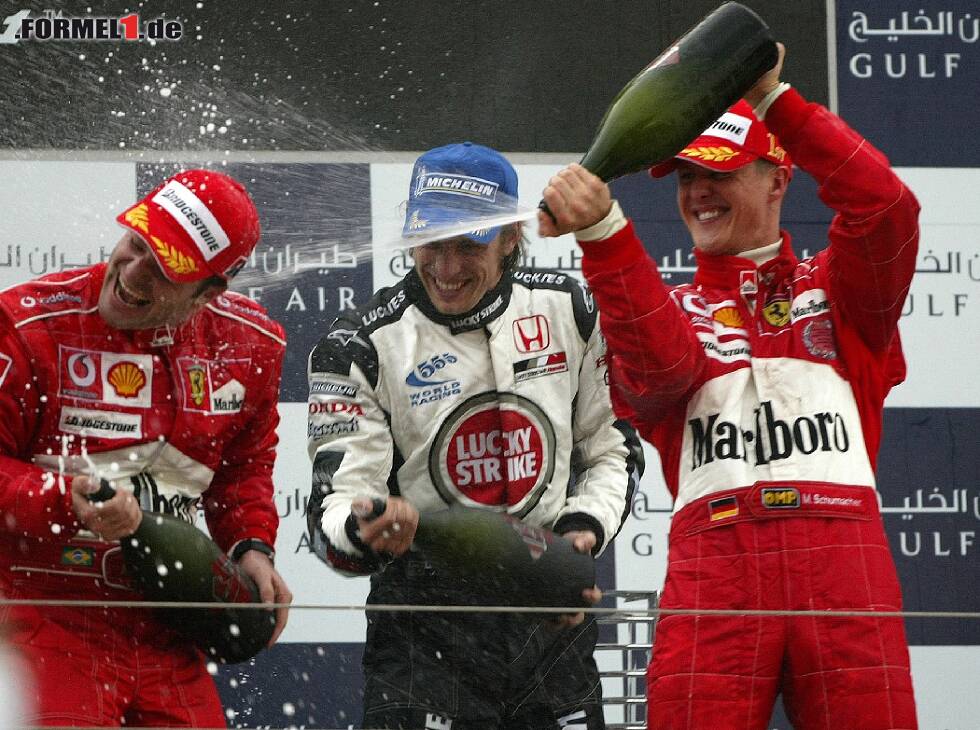 Foto zur News: Jenson Button, Michael Schumacher, Rubens Barrichello