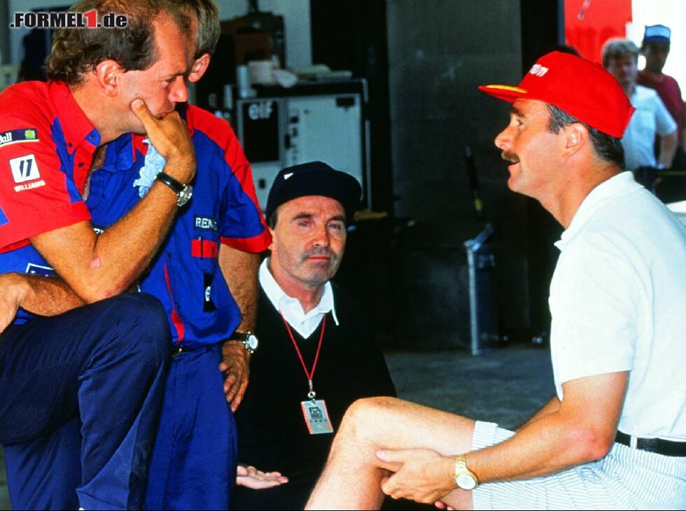 Foto zur News: Adrian Newey, Frank Williams, Nigel Mansell