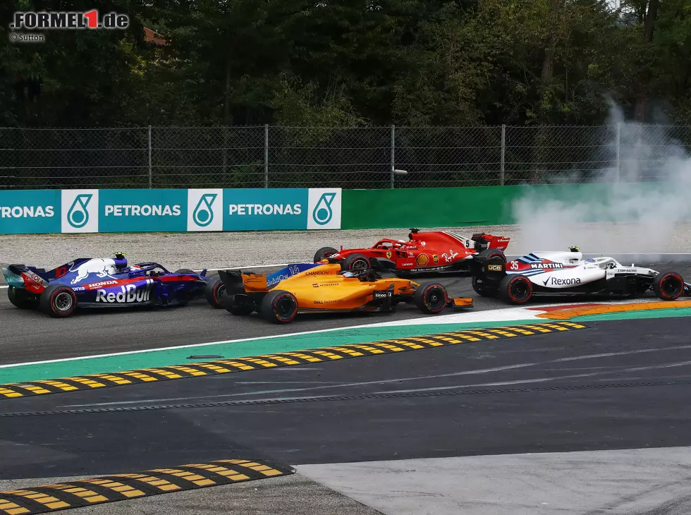 Foto zur News: Sebastian Vettel, Lewis Hamilton, Max Verstappen